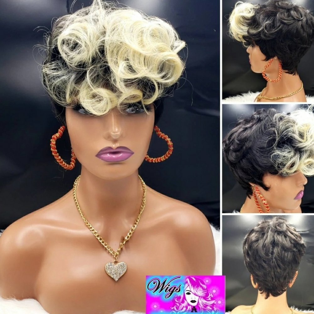 Tobi'' Short Cut Heat Resistant Wig, full cap, Glueless wig, hair loss, alopeica